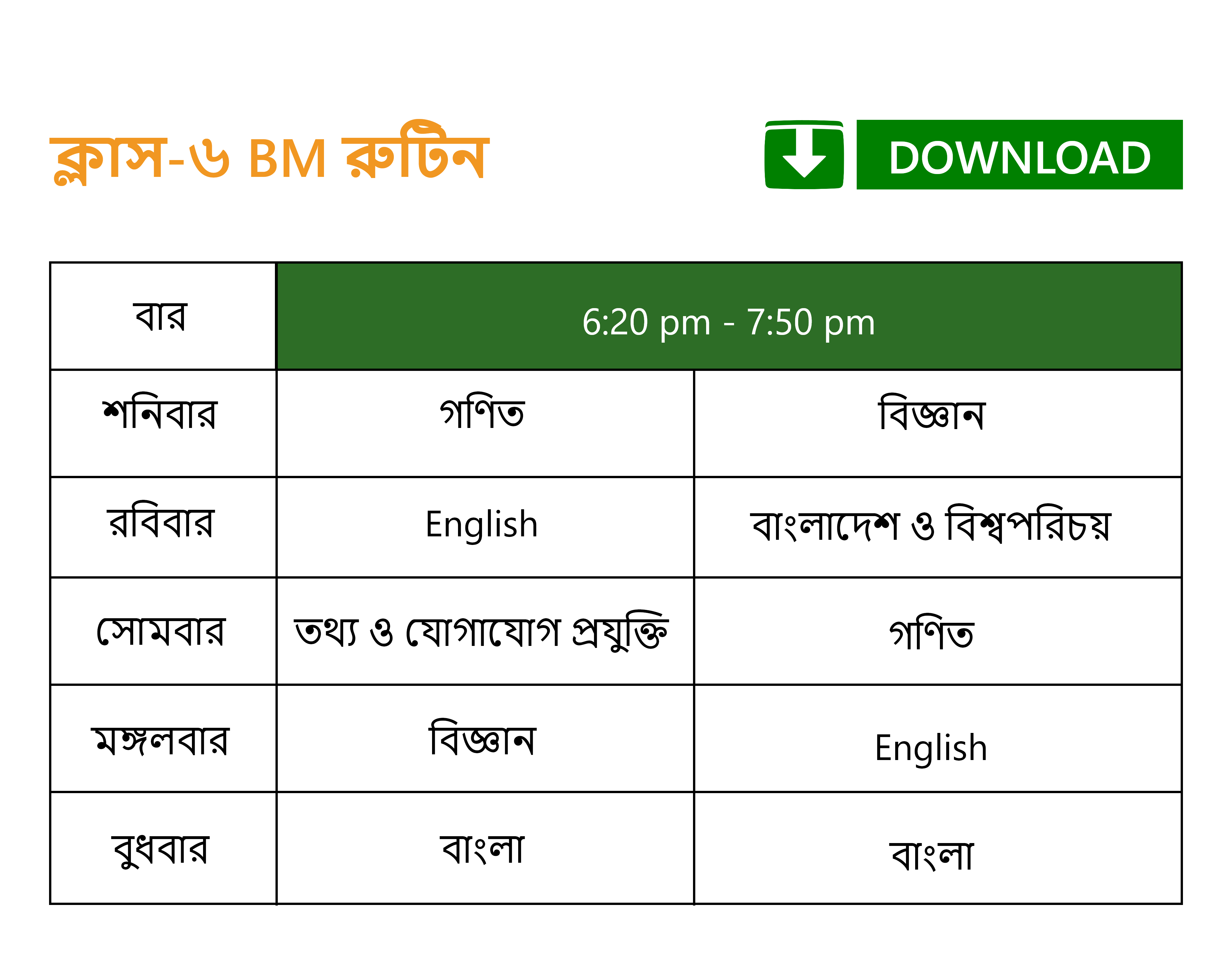 ৬ষ্ঠ শ্রেণি - বাংলা মিডিয়াম